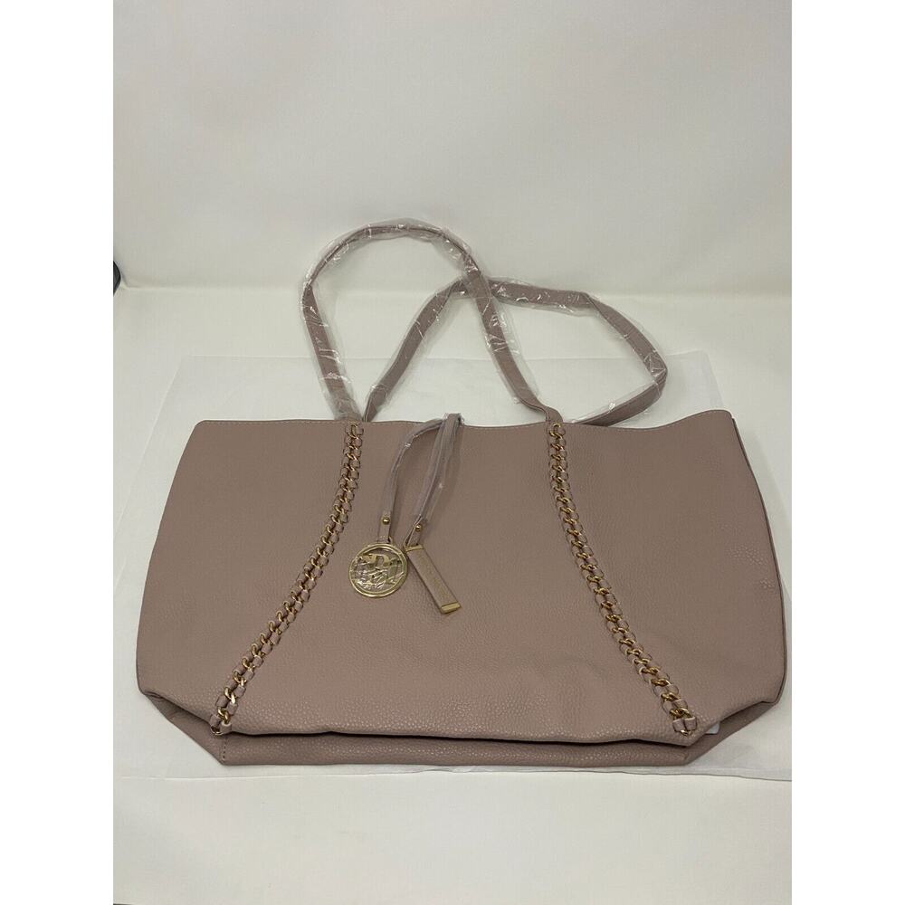 NWT Badgley Mischka Women's Large Decorative Chain Tote Taupe - Picture 5 of 11